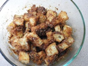 Croutons before baking