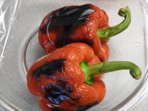 Charred red bell pepper